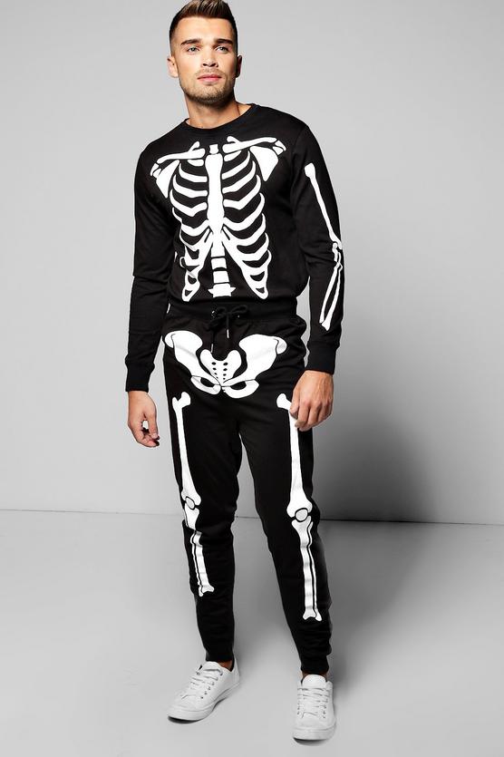 Halloween Skeleton Print Tracksuit